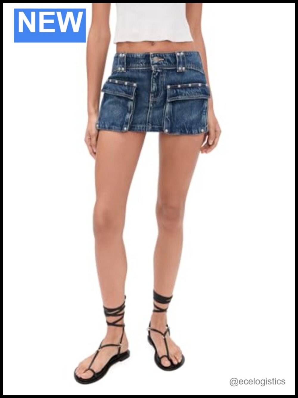 Free People Hera Studded Denim Mini Skirt Low Rise Cotton Vintage